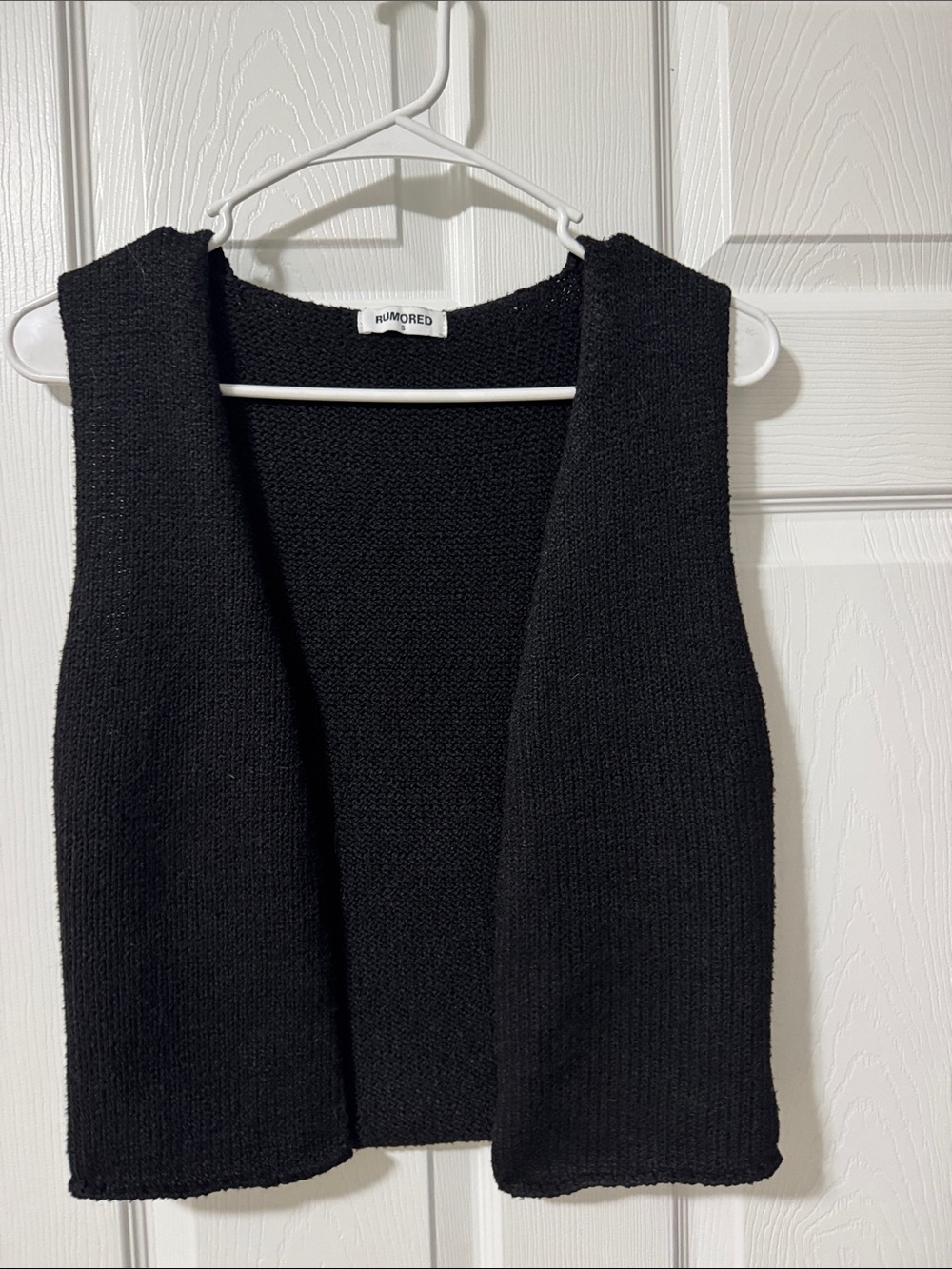 Rumored Black Open-Front Knit Vest